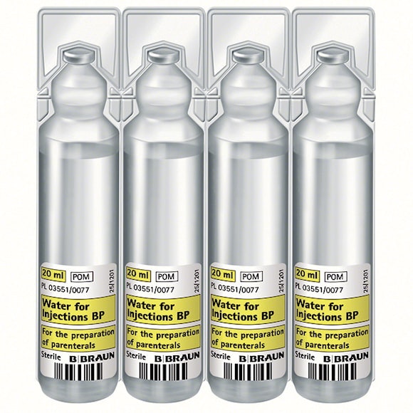 Sterilt vatten Braun, spädningsvätska för parenteral användning, 20 x 20 milliliter