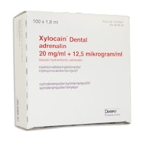 Xylocain Dental Adrenalin, inj-vätska, lösning 20 mg/ml + 12,5 mikrogram/ml, 100 x 1,8 milliliter
