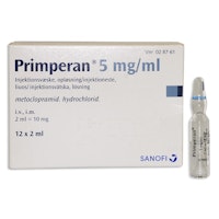 Primperan, inj-vätska, lösning 5 mg/ml, 12 x 2 milliliter