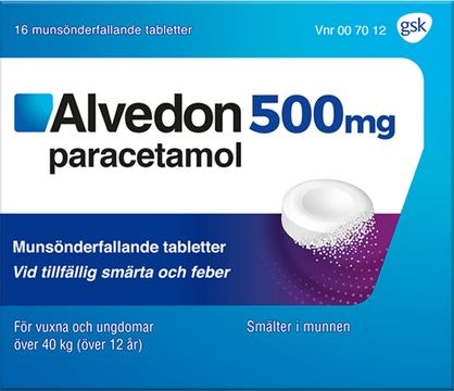 Alvedon 500 mg 16 styck Munsönderfallande tablett