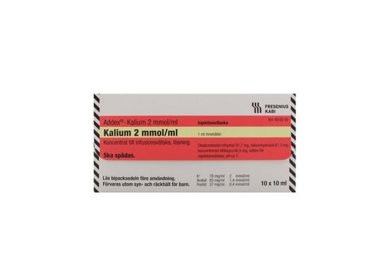 Addex-Kalium 2 mmol/ml 10 x 10 milliliter Koncentrat till infusionsvätska, lösni