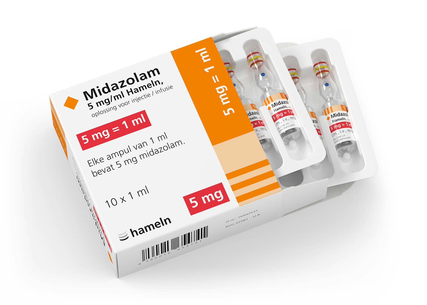 Midazolam Accord 5 mg/ml 10 x 1 milliliter Injektions-/infusionsvätska, lösning