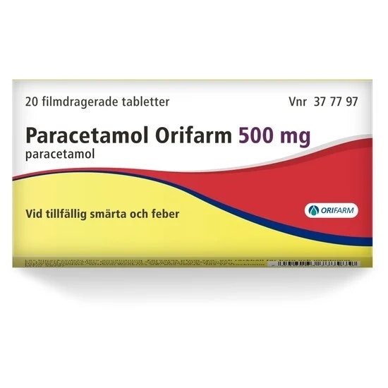 Paracetamol Orifarm 500 mg 20 tablett(er) Filmdragerad tablett