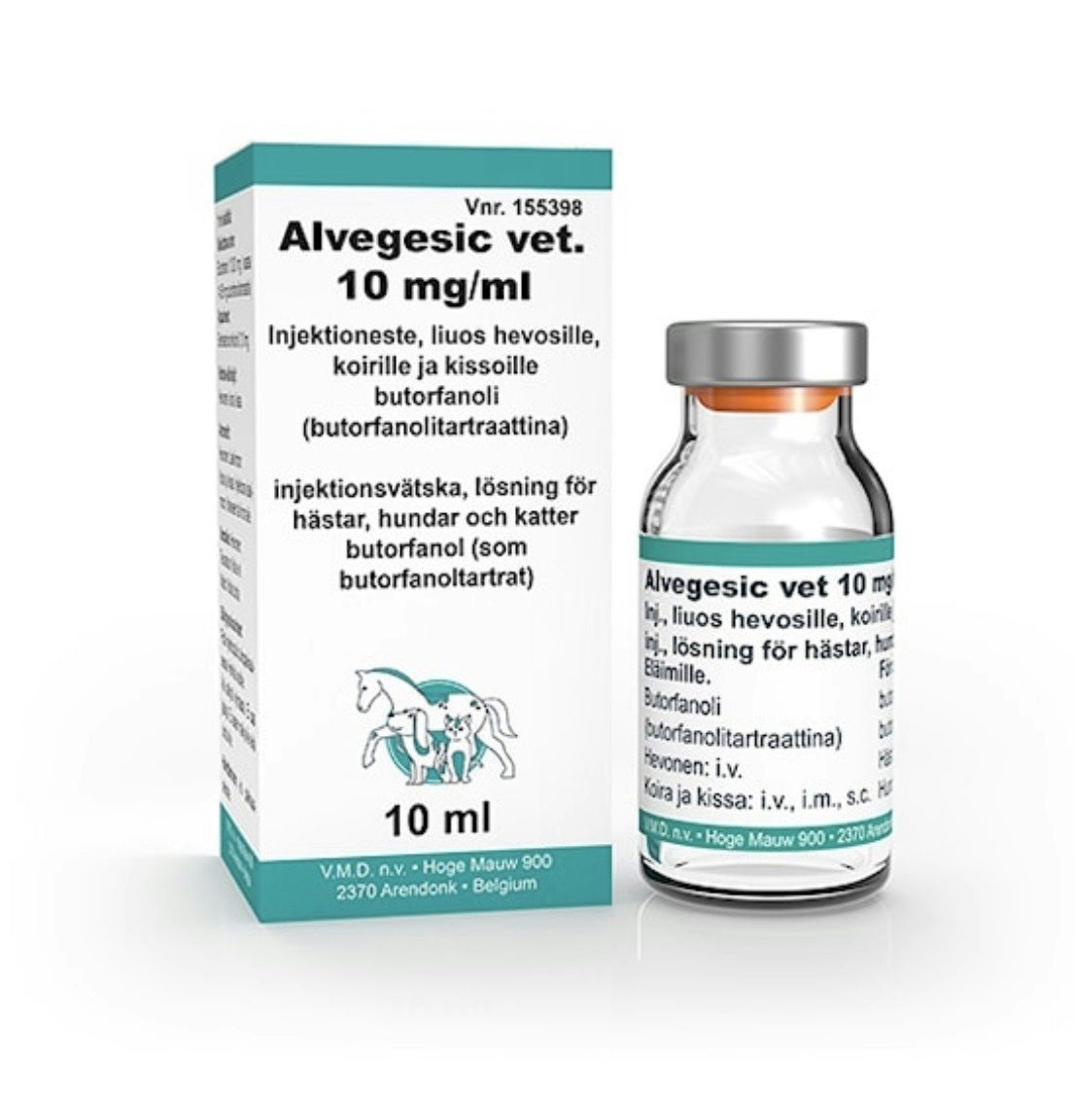 Alvegesic vet. 10 mg/ml 10 milliliter Injektionsvätska, lösning