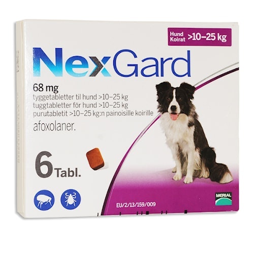 NEXGARD för hund >10-25 kg 68 mg 6 tablett(er) Tuggtablett