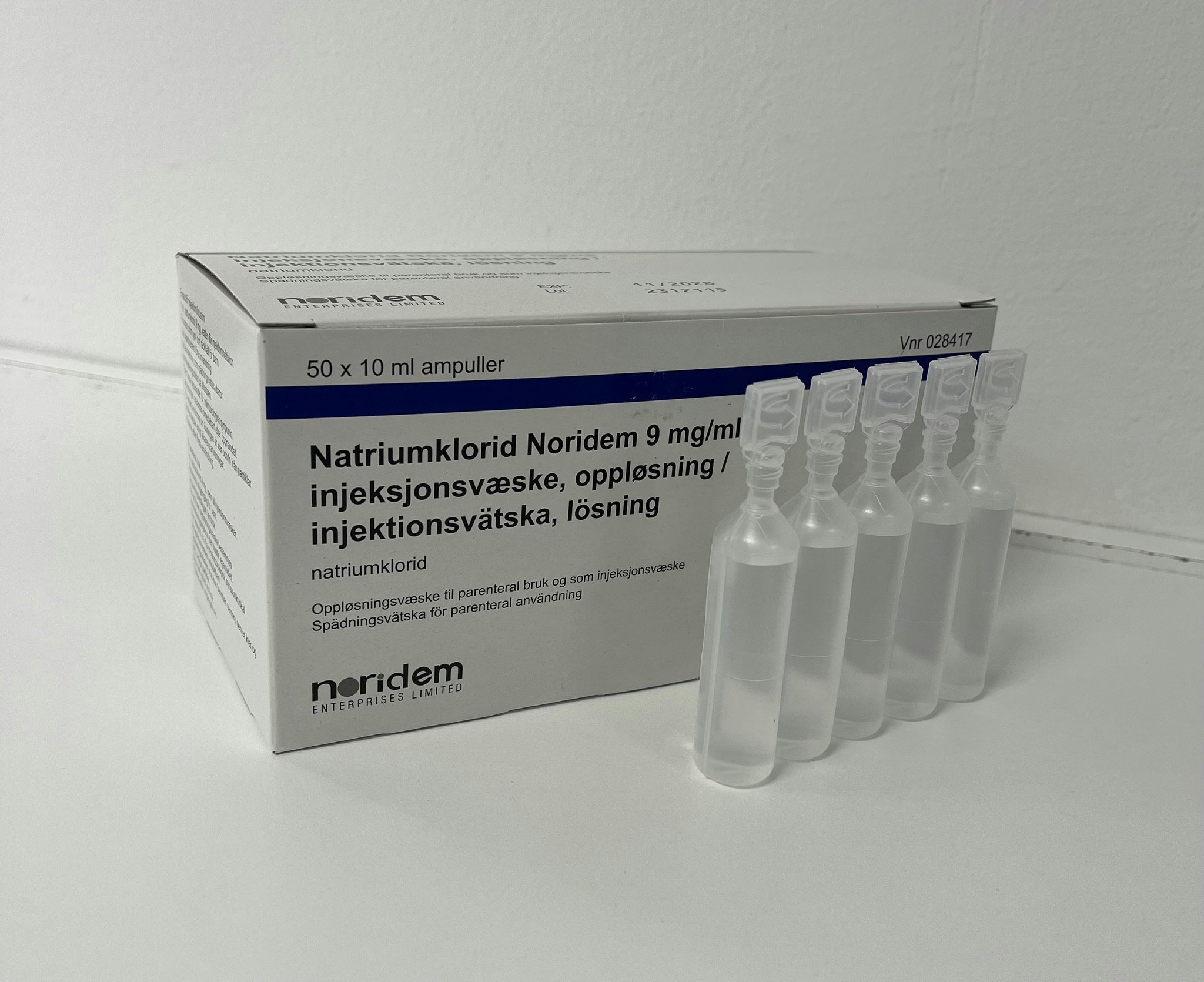 Natriumklorid Noridem 9 mg/ml 50 x 10 milliliter Injektionsvätska, lösning