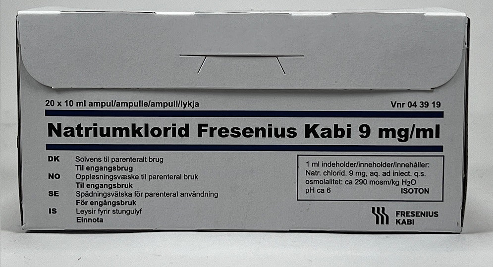 Natriumklorid Fresenius Kabi 9 mg/ml 20 x 10 milliliter Spädningsvätska för parental vätska