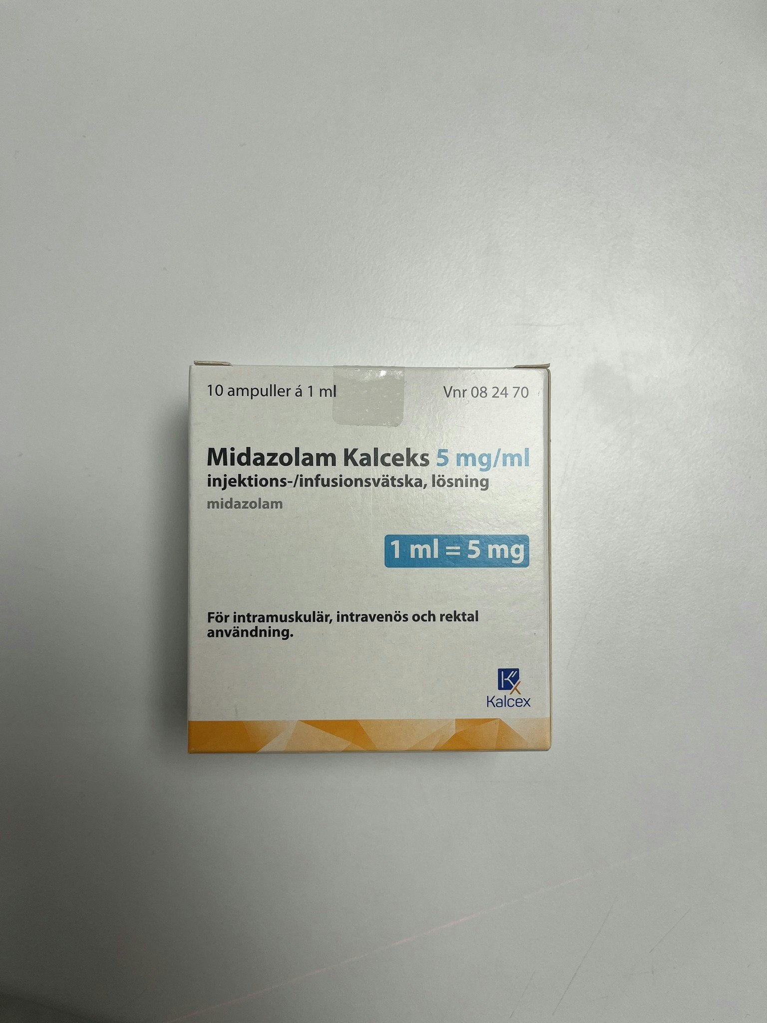 Midazolam Kalceks 5 mg/ml 10 x 1 milliliter Injektions-/infusionsvätska, lösning