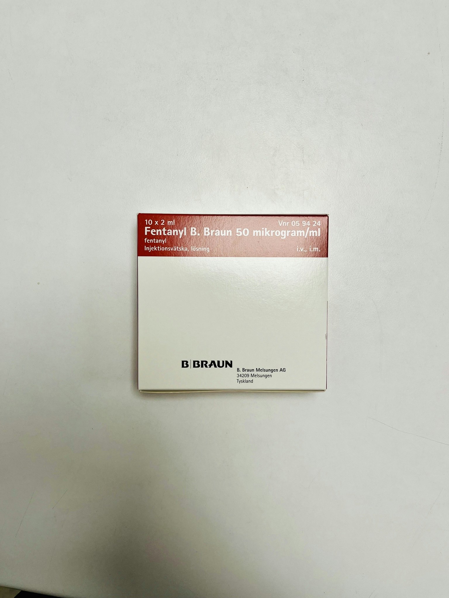 Fentanyl B. Braun 50 mikrogram/ml 10 x 2 milliliter Injektionsvätska, lösning