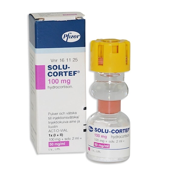Solu-Cortef, pulv och vätska till inj-vätska, lösning 100 mg, 1 styck