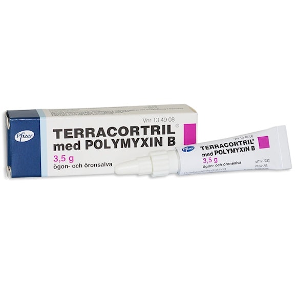 Terracortril med Polymyxin B, ögon-/öronsalva Pfizer AB, 3,5 gram