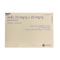 EMLA, kräm 25 mg/g + 25 mg/g Aspen Nordic, 5 x 5 gram