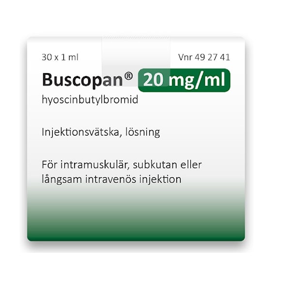 Buscopan, inj-vätska, lösning 20 mg/ml Ebb Medical AB, 30 x 1 milliliter