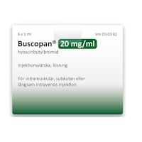 Buscopan, inj-vätska, lösning 20 mg/ml Ebb Medical AB, 6 x 1 milliliter