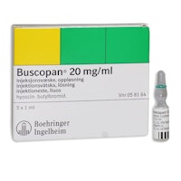 Buscopan, inj-vätska, lösning 20 mg/ml STADA Nordic ApS, 5 x 1 milliliter