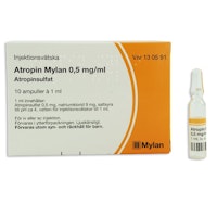 Atropin Viatris 0,5 mg/ml 10 x 1 milliliter Injektionsvätska, lösning i cylinder