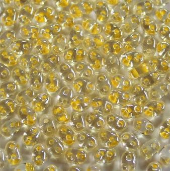 Crystal Yellow Color Lined Twin Beads 10g