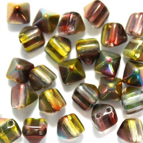 Crystal Magic Green Pyramid Beads 6x6mm 25st