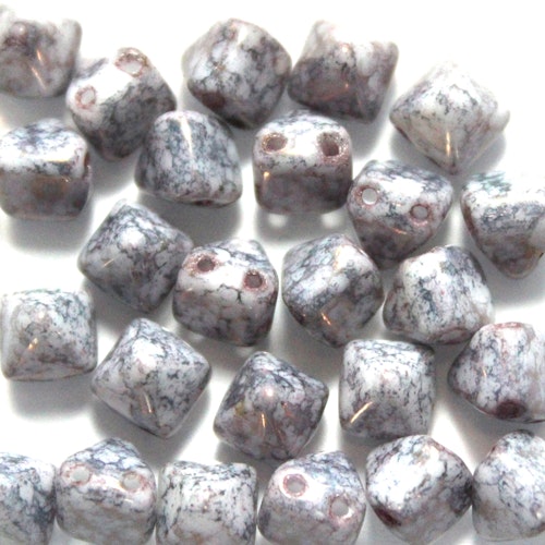 Alabaster Tercota Copper Pyramid Beads 6x6mm 25st