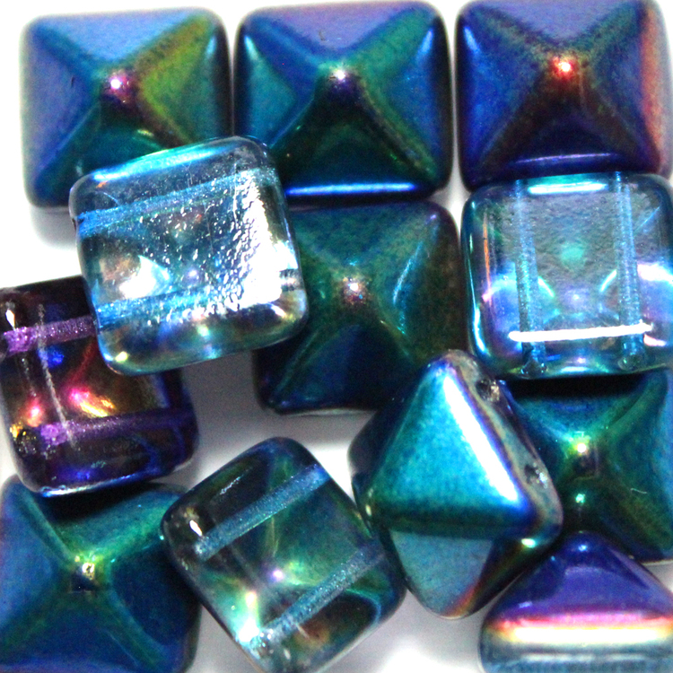 Crystal Magic Blue Pyramid Beads 12x12mm 12st
