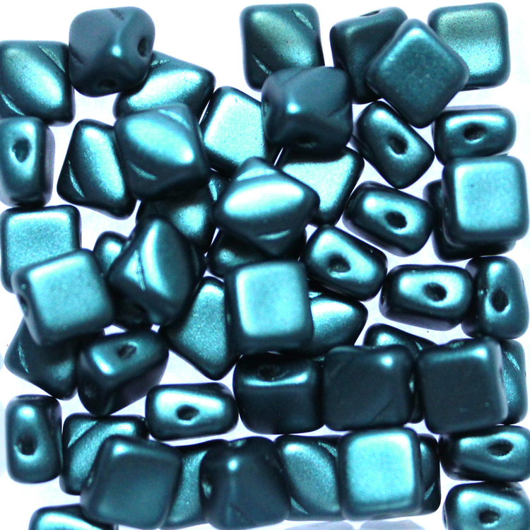 Alabaster Pastel Petrol Silky Beads 50st