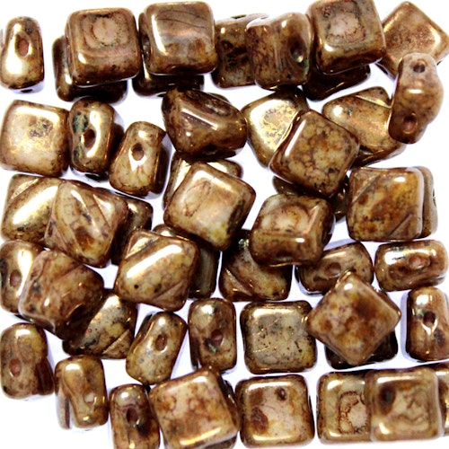 Ivory Bronze Picasso Silky Beads 10g