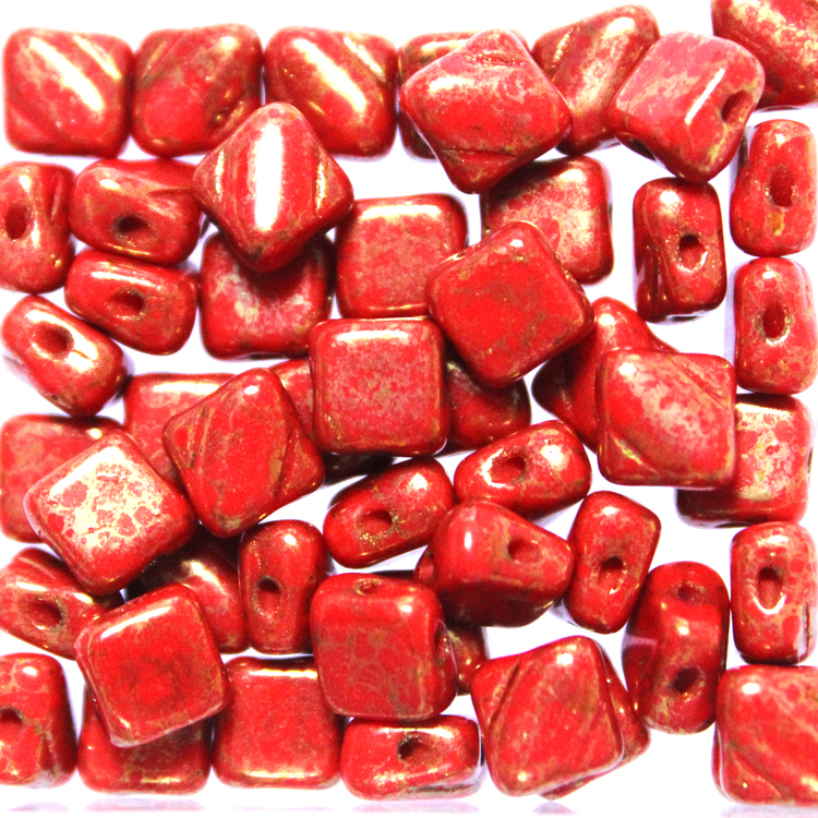 Opaque Red Copper Picasso Silky Beads 10g