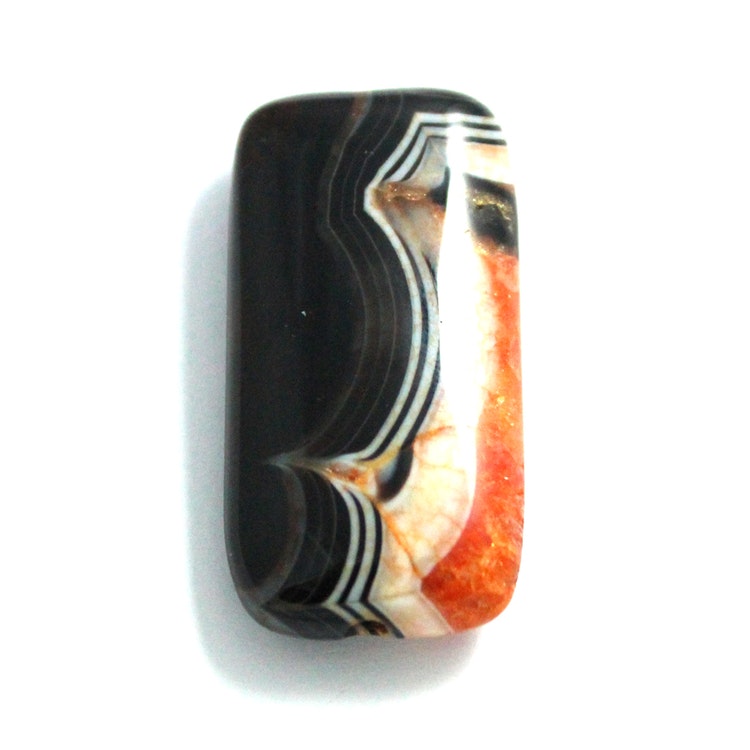 Orange/Svart Agat 40x20mm 1st