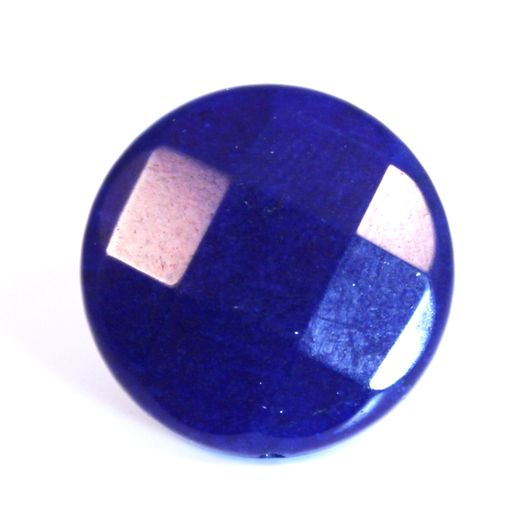 Mörkblå Jade Facetterad Coin 20mm 1st