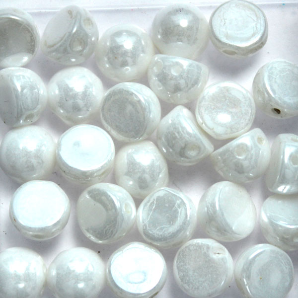 Opaque White Luster CzechMates Cabochon 10g
