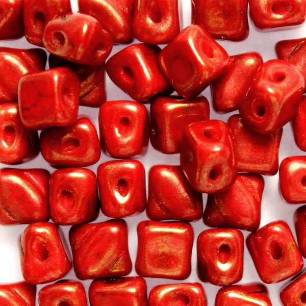 Red Copper Picasso Silky Beads Mini 40st