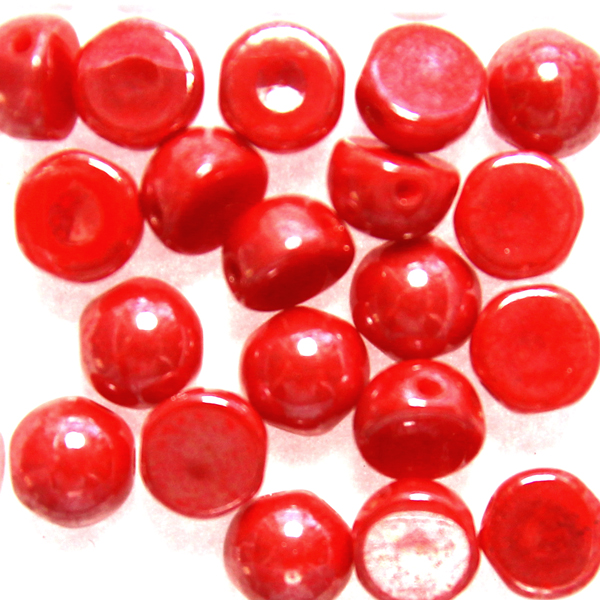 Opaque Red Luster 2-hole Cabochon 20st