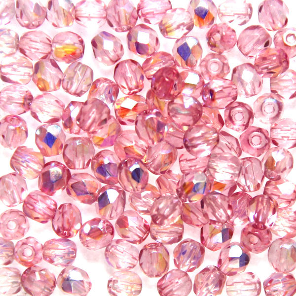 Coated Milky Pink AB Fire Polish 4mm 100st