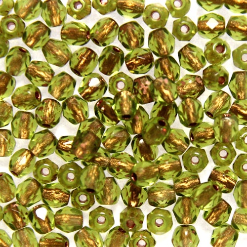 Copper Lined Olivine Fire Polish 4mm 100st
