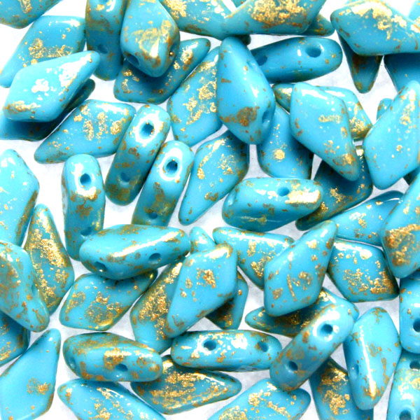 Turquoise Blue Gold Splash Kite Bead 10g