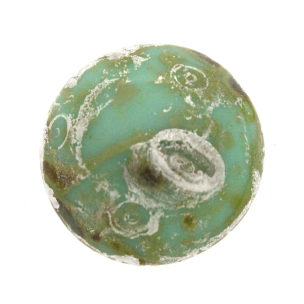 Opaque Aqua Patina Silver Cabochon Par Puca 18mm 1st