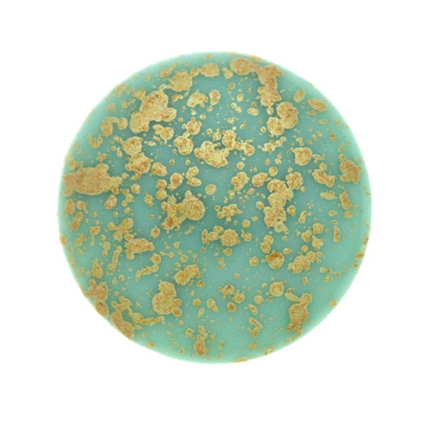 Opaque Aqua Gold Splash Cabochon Par Puca 25mm 1st