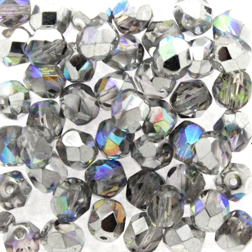 Crystal Silver Rainbow Fire Polish 6mm 50st