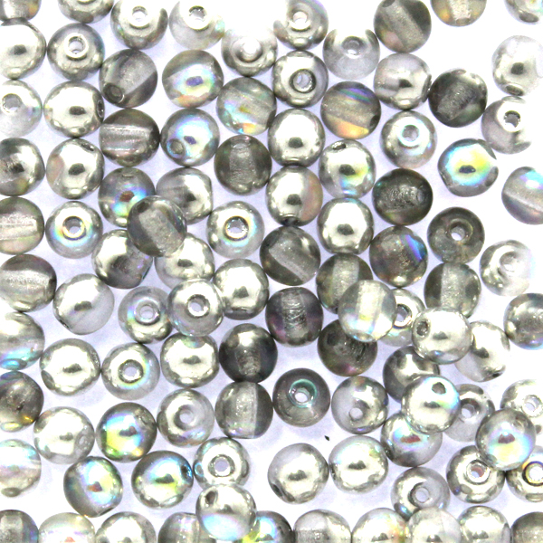 Crystal Silver Rainbow Runda/Druks 2mm 100st