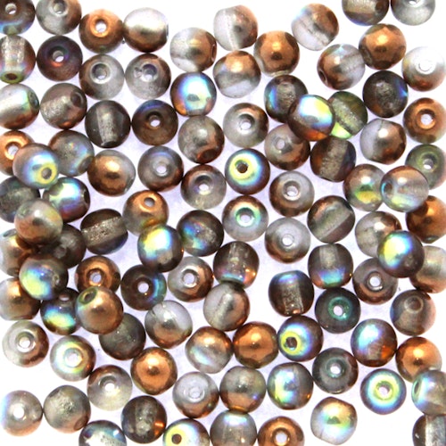 Crystal Copper Rainbow Runda/Druks 3mm 100st