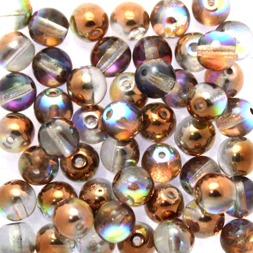 Crystal Copper Rainbow Runda/Druks 6mm 50st