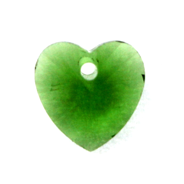 Dark Green Hjärta Glas 10x10mm 1st