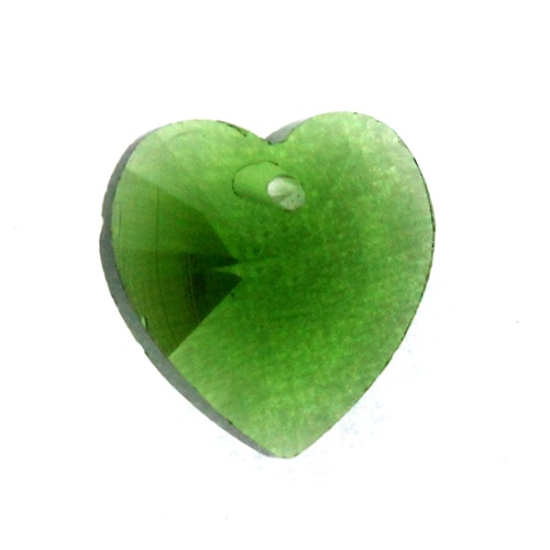 Dark Green Hjärta Glas 14x14mm 1st