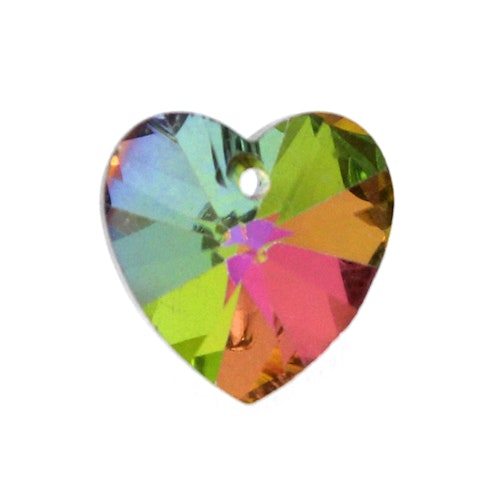 Rainbow Foil Hjärta Glas 14x14mm 1st