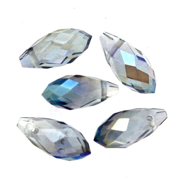 Crystal Blue Luster Droppe Glas 12x6mm 1st