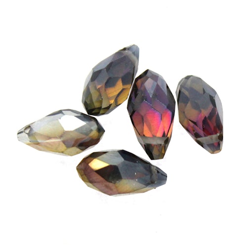 Crystal Half Metallic Gold Droppe Glas 12x6mm 1st