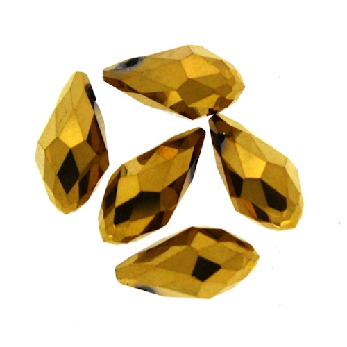 Metallic Gold Droppe Glas 12x6mm 1st
