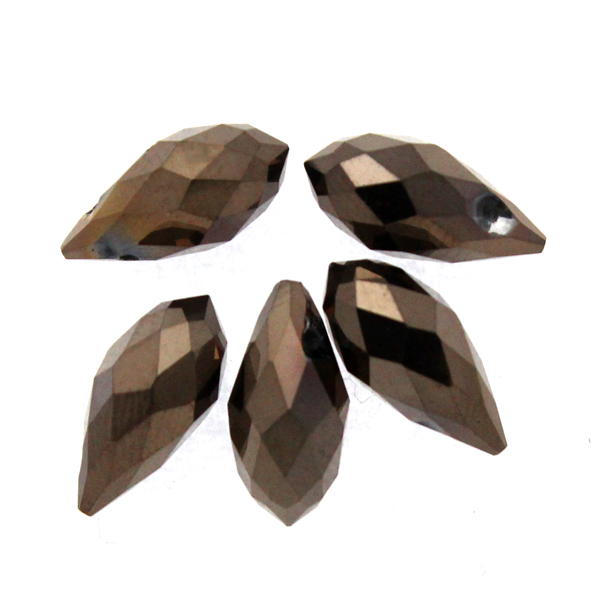 Metallic Dark Bronze Droppe Glas 12x6mm 1st