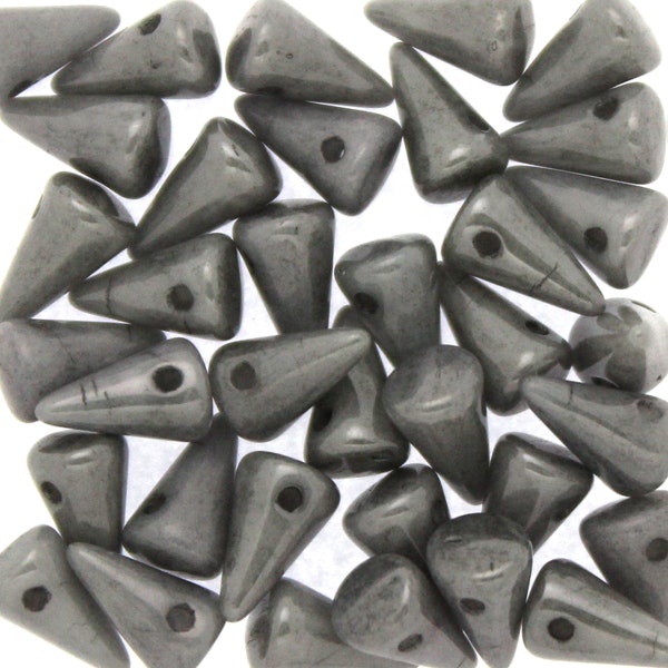 Opaque White Grey Luster Spikes 5x8mm 5g