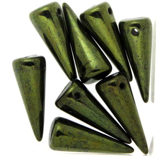 Jet Green Luster Spikes 7x17mm 5g